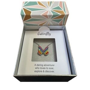 RAINBOW CRYSTAL BUTTERFLY
PENDANT AND NECKLACE